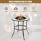 Black 23.5" Outdoor Round Fire Pit with Mesh Lid and Fire Poker